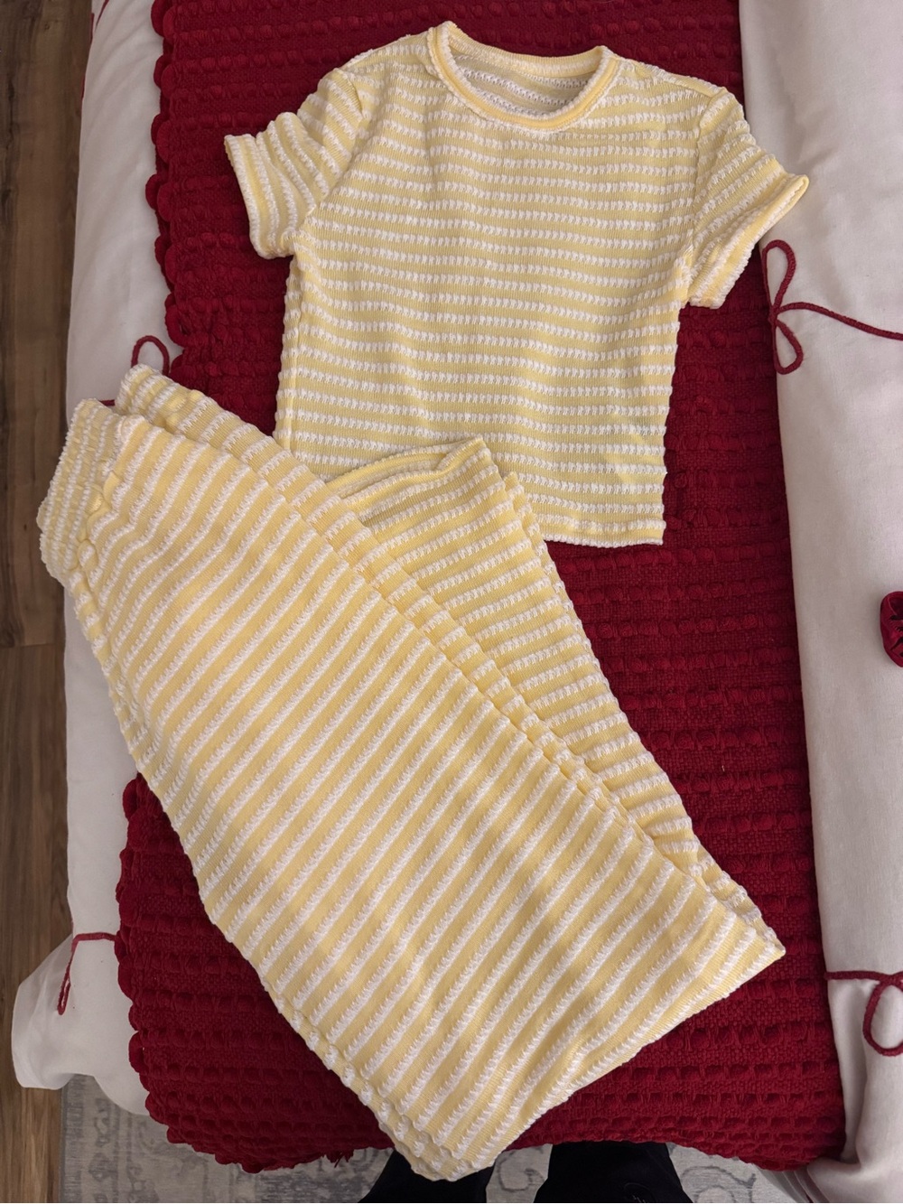 Yellow Striped Knitted matching set